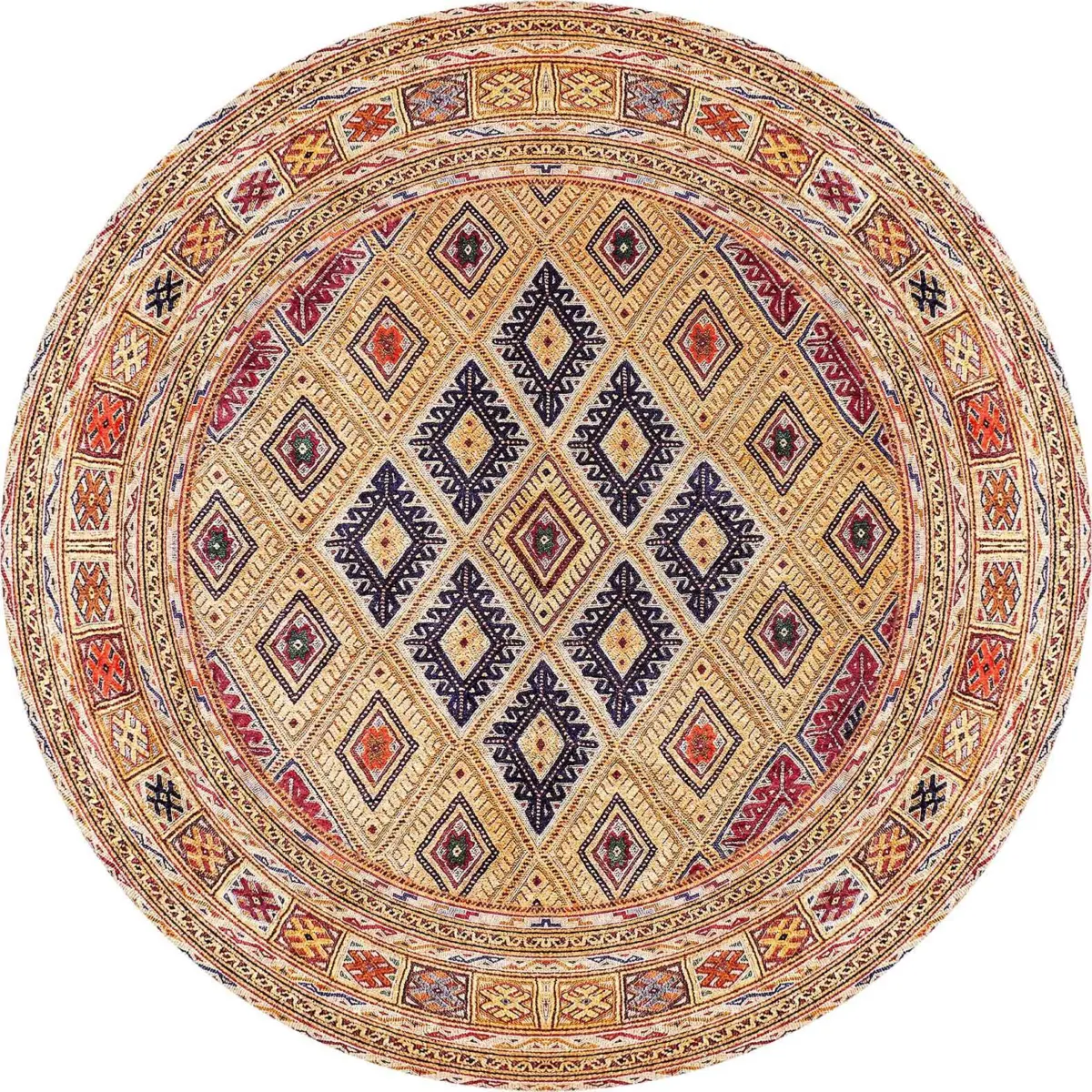 Lonas Klasik Göbekli Multi Polyester ve Pamuklu Kaydırmaz Tabanlı Yıkanabilir Dijital Baskı Halısı - Görsel 7