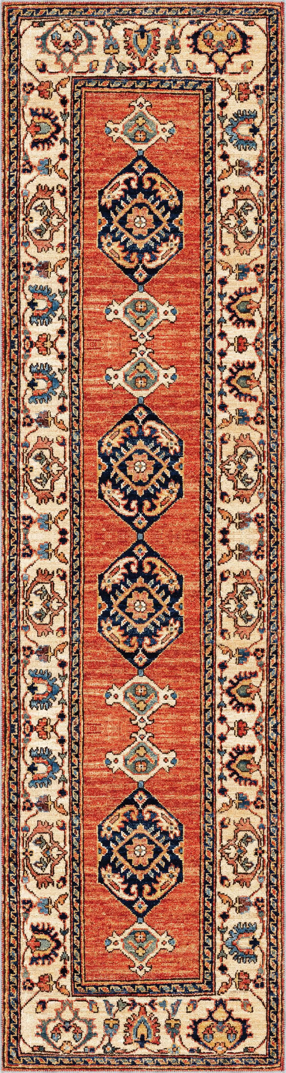 Puer Klasik Göbekli Bej Polyester ve Pamuklu Kaydırmaz Tabanlı Yıkanabilir Dijital Baskı Halısı - Görsel 4