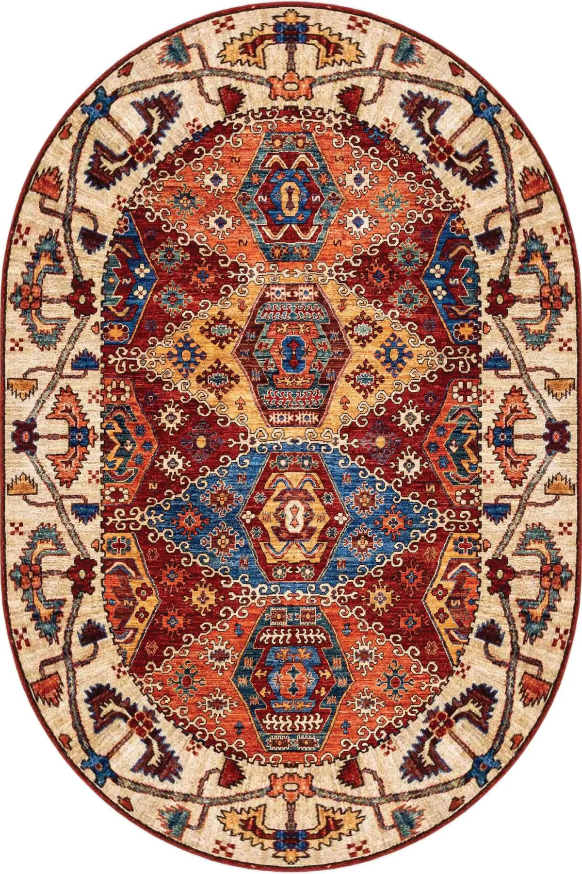 Mengla Klasik Göbekli Multi Polyester ve Pamuklu Kaydırmaz Tabanlı Yıkanabilir Dijital Baskı Halısı - Görsel 6