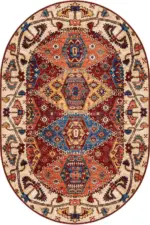 Mengla Klasik Göbekli Multi Polyester ve Pamuklu Kaydırmaz Tabanlı Yıkanabilir Dijital Baskı Halısı - Görsel 6