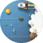 Pilon Uzay Desenli Mavi Polyester ve Pamuklu Kaydırmaz Tabanlı Yıkanabilir Dijital Baskı Çocuk Odası Halısı - Görsel 7