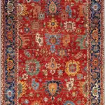 Sawan Çerçeveli Kırmızı Polyester ve Pamuklu Kaydırmaz Tabanlı Yıkanabilir Dijital Baskı Halısı