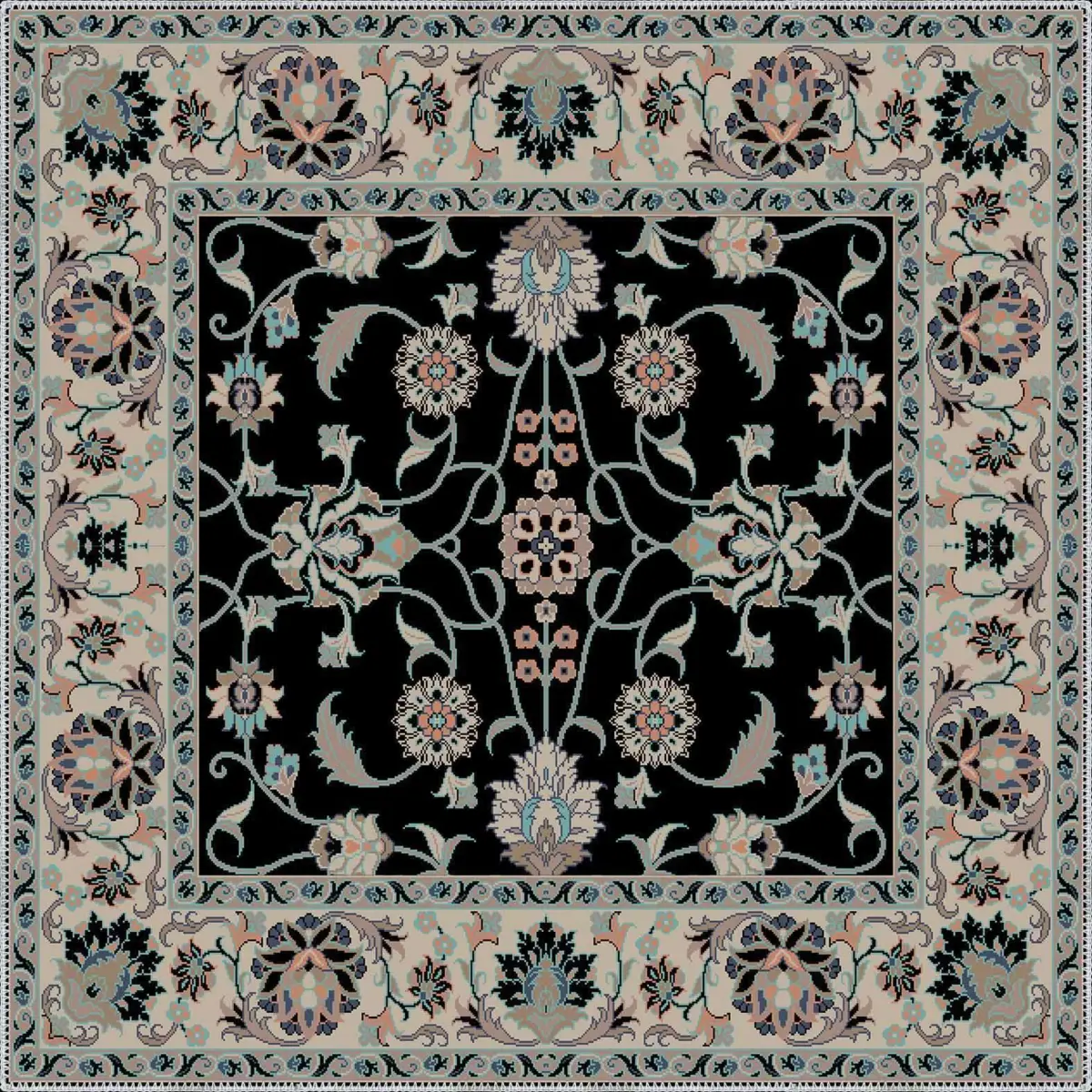 Hebi Çerçeveli Multi Polyester ve Pamuklu Kaydırmaz Tabanlı Yıkanabilir Dijital Baskı Halısı - Görsel 3