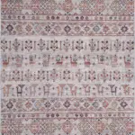 Perico Modern Etnik Gri Polyester ve Pamuklu Kaydırmaz Tabanlı Yıkanabilir Dijital Baskı Halısı