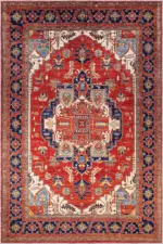 Hanno Klasik Göbekli Kırmızı Polyester ve Pamuklı Kaydırmaz Tabanlı Yıkanabilir Dijital Baskı Halısı