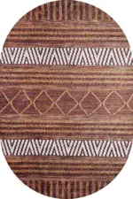 Gojra Geometrik Kahverengi Polyester ve Pamuklu Kaydırmaz Tabanlı Yıkanabilir Dijital Baskı Halısı - Görsel 6