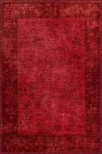 Sirohi Çerçeveli Kırmızı Polyester ve Pamuklu Kaydırmaz Tabanlı Yıkanabilir Dijital Baskı Halısı