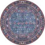 Bisira Çerçeveli Etnik Kırmızı Polyester ve Pamuklu Kaydırmaz Tabanlı Yıkanabilir Dijital Baskı Halısı - Görsel 7