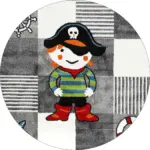 Soloy Geometrik Gri Polyester ve Pamuklu Kaydırmaz Tabanlı Yıkanabilir Dijital Baskı Çocuk Odası Halısı - Görsel 7