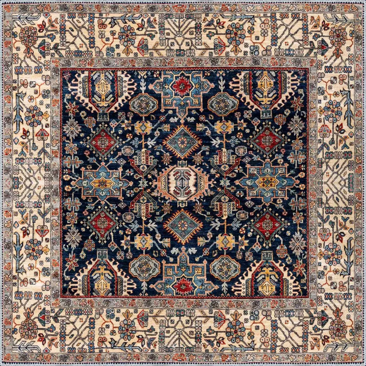 Nehe Çerçeveli Multi Polyester ve Pamuklu Kaydırmaz Tabanlı Yıkanabilir Dijital Baskı Halısı - Görsel 3