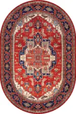 Hanno Klasik Göbekli Kırmızı Polyester ve Pamuklı Kaydırmaz Tabanlı Yıkanabilir Dijital Baskı Halısı - Görsel 6