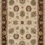 Mirpur Klasik Göbekli Bej Polyester ve Pamuklu Kaydırmaz Tabanlı Yıkanabilir Dijital Baskı Halısı