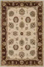 Mirpur Klasik Göbekli Bej Polyester ve Pamuklu Kaydırmaz Tabanlı Yıkanabilir Dijital Baskı Halısı