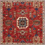 Lashio Klasik Göbekli Kırmızı Polyester ve Pamuklu Kaydırmaz Tabanlı Yıkanabilir Dijital Baskı Halısı - Görsel 3