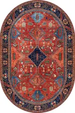 Ubon Çerçeveli Kırmızı Polyester ve Pamuklu Kaydırmaz Tabanlı Yıkanabilir Dijital Baskı Halısı - Görsel 6