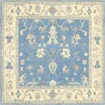 Geiten Çerçeveli Mavi Polyester ve Pamuklu Kaydırmaz Tabanlı Yıkanabilir Dijital Baskı Halısı - Görsel 3