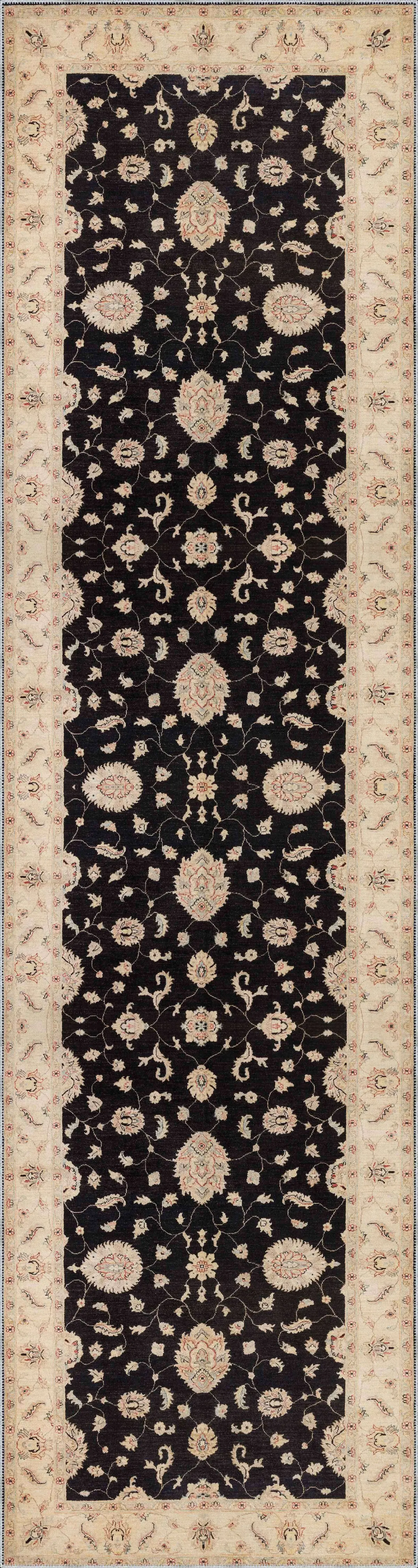 Turbat Klasik Göbekli Bej Siyah Polyester ve Pamuklu Kaydırmaz Tabanlı Yıkanabilir Dijital Baskı Halısı - Görsel 4