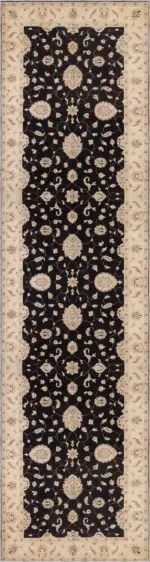 Turbat Klasik Göbekli Bej Siyah Polyester ve Pamuklu Kaydırmaz Tabanlı Yıkanabilir Dijital Baskı Halısı - Görsel 4