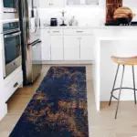 Nateran Modern Lacivert Polyester ve Pamuklu Kaydırmaz Tabanlı Yıkanabilir  Dijital Baskı Halısı - Görsel 5