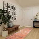 Tonk Modern Turuncu Polyester ve Pamuklu Kaydırmaz Tabanlı Yıkanabilir Dijital Baskı Halısı - Görsel 5