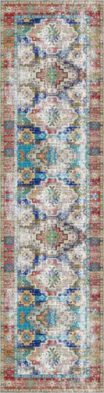 Jarken Klasik Göbekli Multi Polyester ve Pamuklu Kaydırmaz Taban Yıkanabilir Dijital Baskı Halısı - Görsel 4