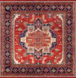 Hanno Klasik Göbekli Kırmızı Polyester ve Pamuklı Kaydırmaz Tabanlı Yıkanabilir Dijital Baskı Halısı - Görsel 3