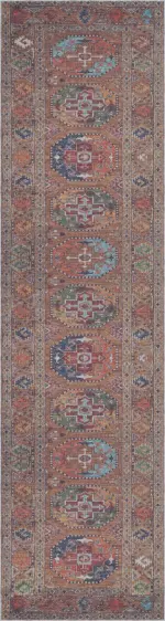 Falla Klasik Göbekli Etnik Kahverengi Polyester ve Pamuklu Kaydırmaz Tabanlı Yıkanabilir Dijital Baskı Halısı - Görsel 4