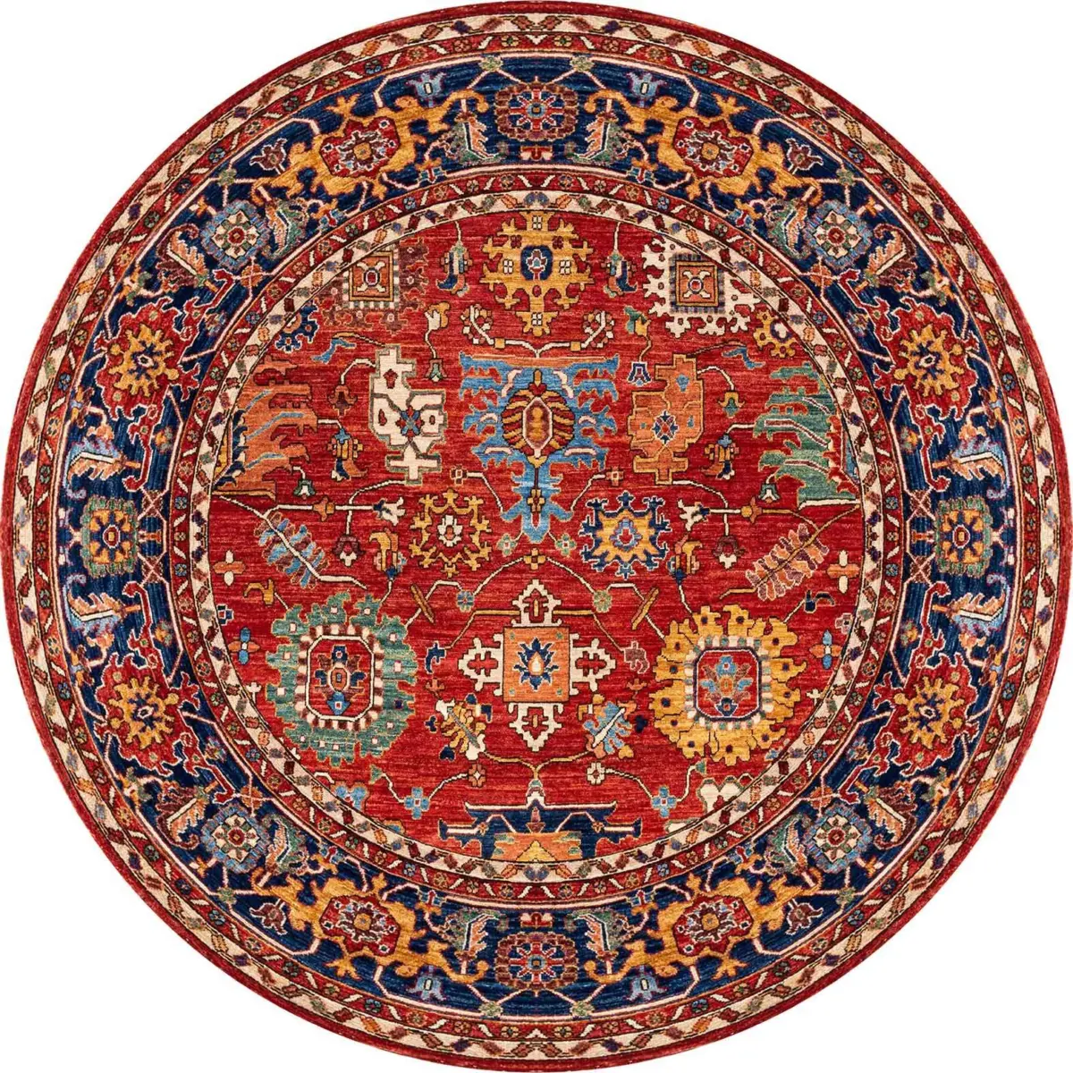 Sawan Çerçeveli Kırmızı Polyester ve Pamuklu Kaydırmaz Tabanlı Yıkanabilir Dijital Baskı Halısı - Görsel 7