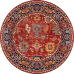 Sawan Çerçeveli Kırmızı Polyester ve Pamuklu Kaydırmaz Tabanlı Yıkanabilir Dijital Baskı Halısı - Görsel 7