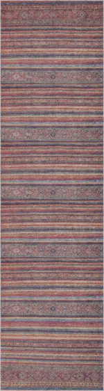 Sierpe Çizgili Etnik Multi Polyester ve Pamuklu Kaydırmaz Tabanlı Yıkanabilir Dijital Baskı Halısı - Görsel 4