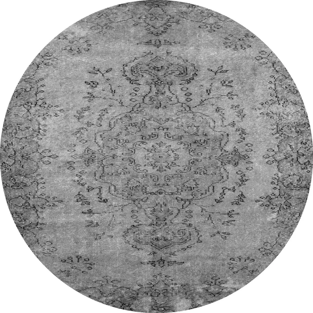 Bago Klasik Göbekli Gri Polyester ve Pamuklu Kaydırmaz Tabanlı Yıkanabilir Dijital Baskı Halısı - Görsel 7