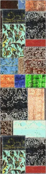 Basti Patchwork Multi Polyester ve Pamuklu Kaydırmaz Tabanlı Yıkanabilir Dijital Baskı Halısı - Görsel 4