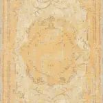 Moreh Klasik Göbekli Sarı Polyester ve Pamuklu Kaydırmaz Tabanlı Yıkanabilir Dijital Baskı Halısı