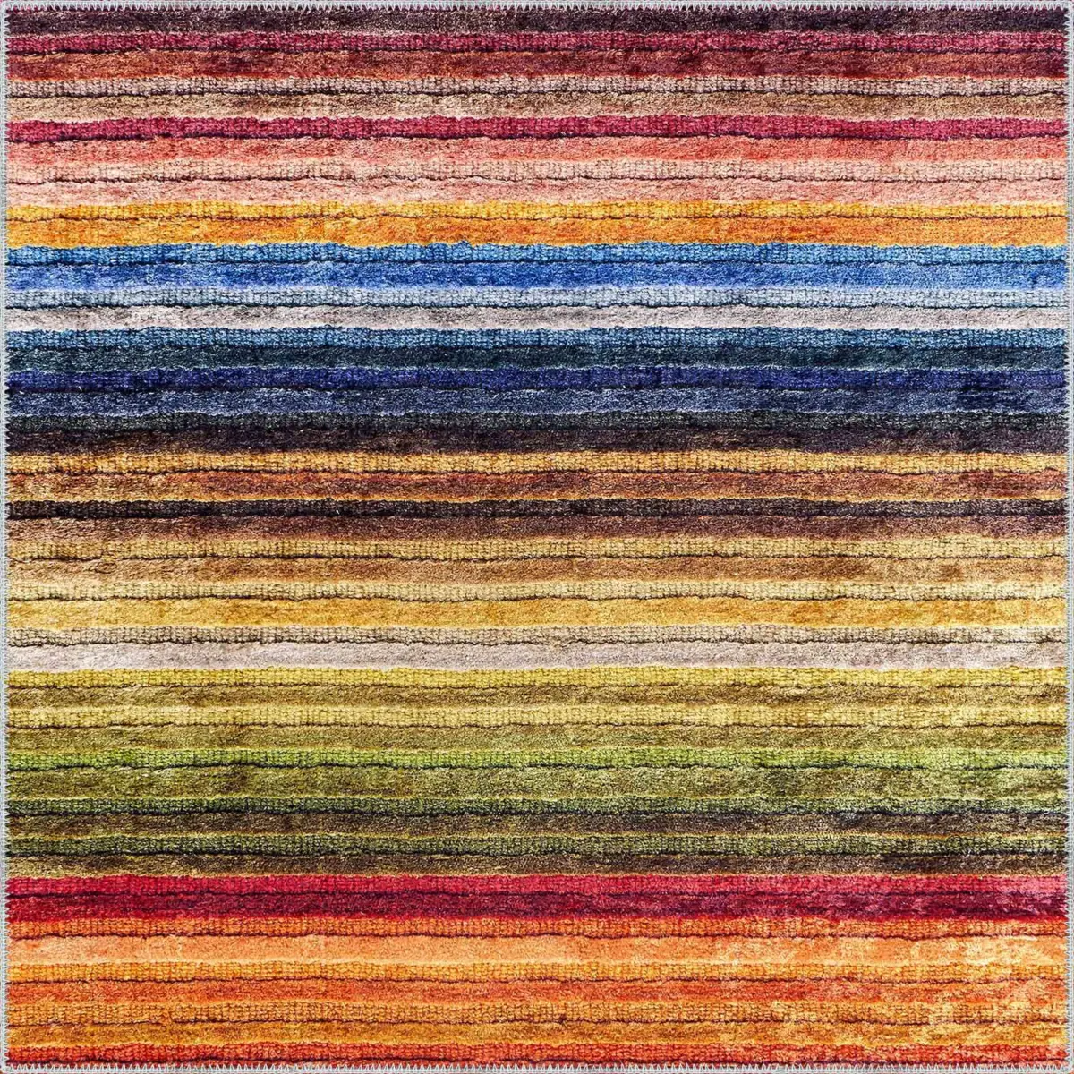 Aklera Çizgili Multi Polyester ve Pamuklu Kaydırmaz Tabanlı Yıkanabilir Dijital Baskı Halısı - Görsel 3