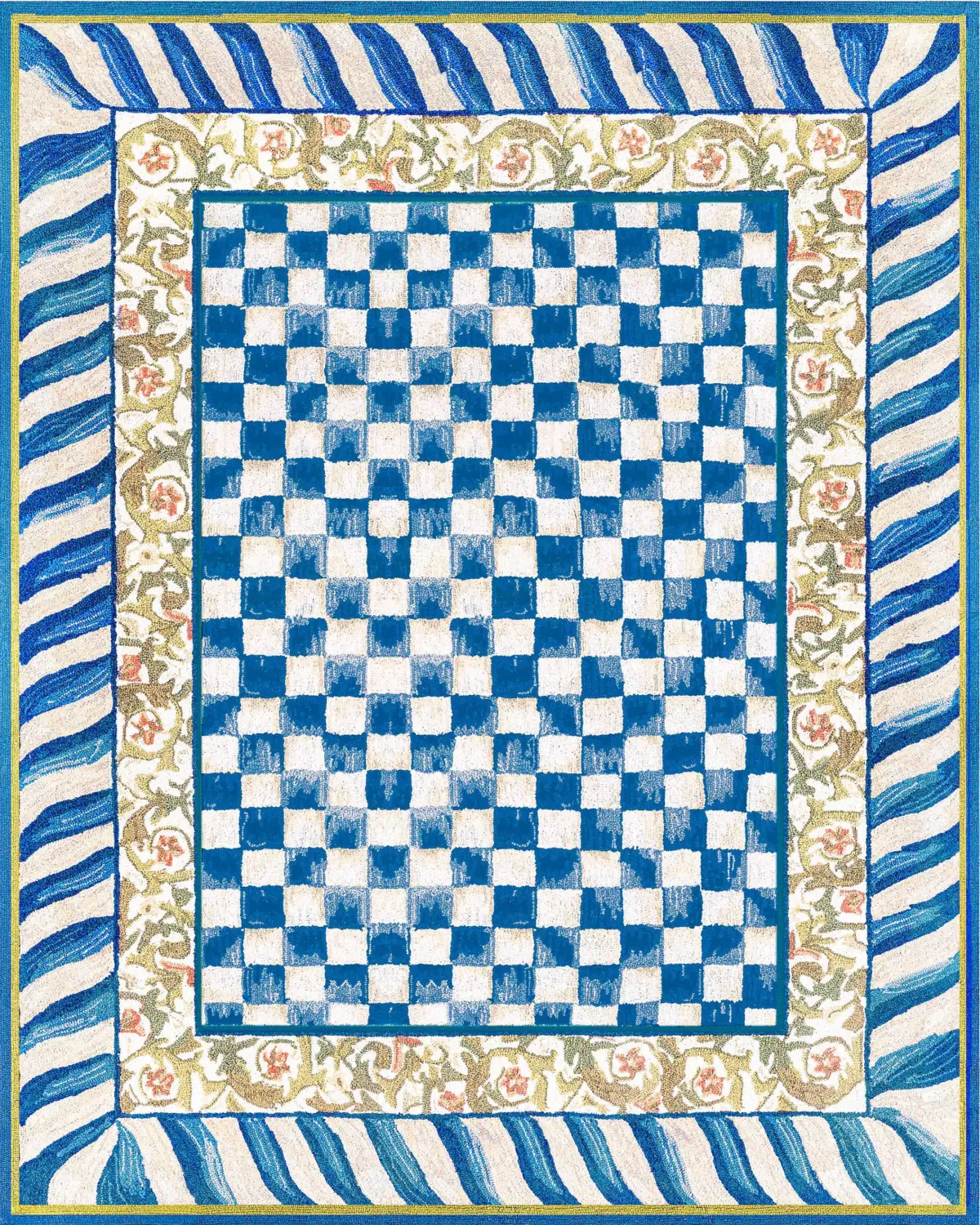 Aren Mutfak 04 Modern Çerçeveli Mavi Polyester Kaydırmaz Tabanlı Yıkanabilir Dijital Baskı Mutfak Halısı - Görsel 3