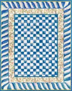 Aren Mutfak 04 Modern Çerçeveli Mavi Polyester Kaydırmaz Tabanlı Yıkanabilir Dijital Baskı Mutfak Halısı - Görsel 3