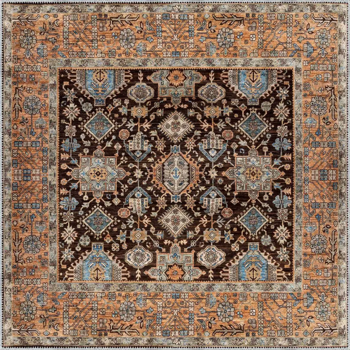 Naiman Çerçeveli Multi Polyester ve Pamuklu Kaydırmaz Tabanlı Yıkanabilir Dijital Baskı Halısı - Görsel 3