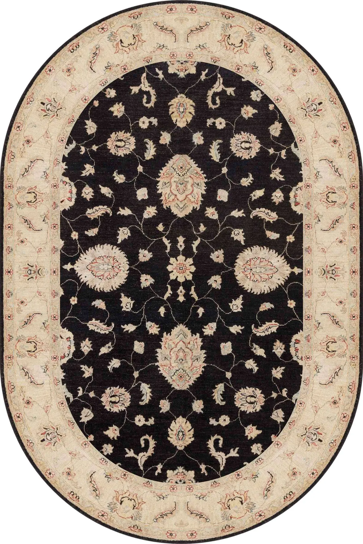 Turbat Klasik Göbekli Bej Siyah Polyester ve Pamuklu Kaydırmaz Tabanlı Yıkanabilir Dijital Baskı Halısı - Görsel 6