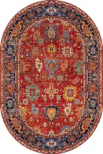 Sawan Çerçeveli Kırmızı Polyester ve Pamuklu Kaydırmaz Tabanlı Yıkanabilir Dijital Baskı Halısı - Görsel 6