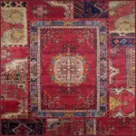 Hyen Çerçeveli Kırmızı Polyester ve Pamuklı Kaydırmaz Taban Yıkanabilir Dijital Daskı Halısı - Görsel 3