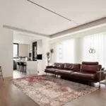 Loten Klasik Göbekli Kahverengi Polyester ve Pamuklu Kaydımaz Taban Yıkanabilir Dijital Baskı Halısı - Görsel 2