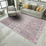 Perico Modern Etnik Gri Polyester ve Pamuklu Kaydırmaz Tabanlı Yıkanabilir Dijital Baskı Halısı - Görsel 2