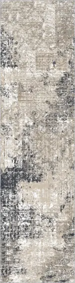 Habra Modern Gri Polyester ve Pamuklu Kaydırmaz Tabanlı Yıkanabilir Dijital Baskı Halısı - Görsel 4