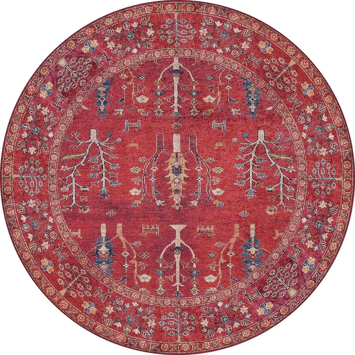 Falla Klasik Göbekli Etnik Kahverengi Polyester ve Pamuklu Kaydırmaz Tabanlı Yıkanabilir Dijital Baskı Halısı - Görsel 7