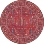 Falla Klasik Göbekli Etnik Kahverengi Polyester ve Pamuklu Kaydırmaz Tabanlı Yıkanabilir Dijital Baskı Halısı - Görsel 7