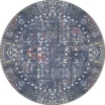 Drev Modern Mavi Polyester ve Pamuklu Kaydırmaz Tabanlı Yıkanabilir Dijital Baskı Halısı - Görsel 7