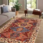 Mengla Klasik Göbekli Multi Polyester ve Pamuklu Kaydırmaz Tabanlı Yıkanabilir Dijital Baskı Halısı - Görsel 2