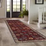 Adachi Çerçeveli Kırmızı Polyester ve Pamuklu Kaydırmaz Tabanlı Yıkanabilir Dijital Baskı Halısı - Görsel 5