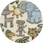 Sieyic Sevimli Dostlar Desenli Bej Polyester ve Pamuklu Kaydırmaz Tabanlı Yıkanabilir Dijital Baskı Çocuk Odası Halısı - Görsel 7