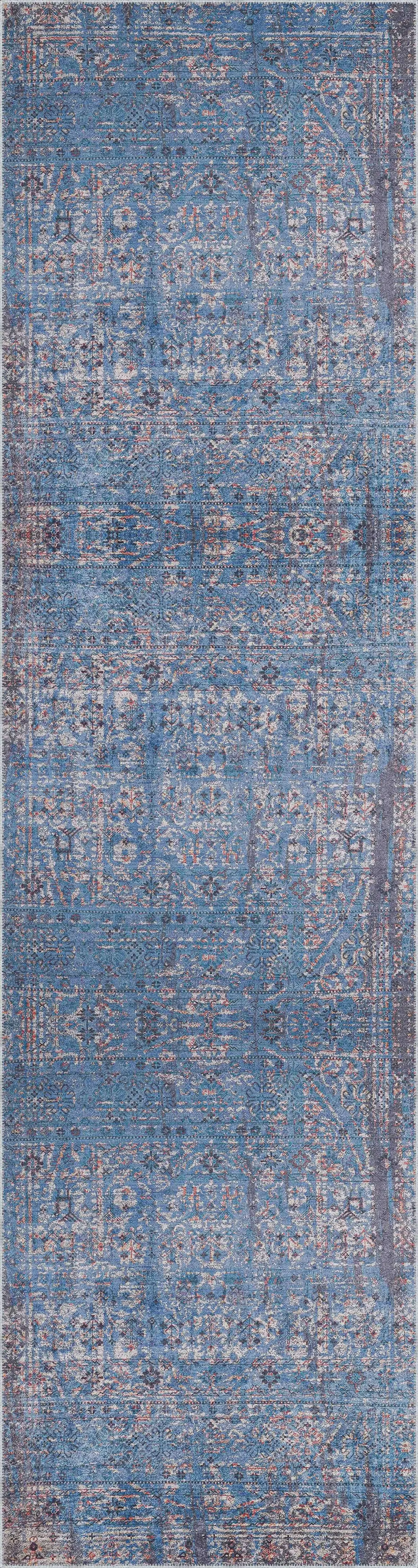 Mirador Modern Mavi Polyester ve Pamuklu Kaydırmaz Tabanlı Yıkanabilir Dijital Baskı Halısı - Görsel 4